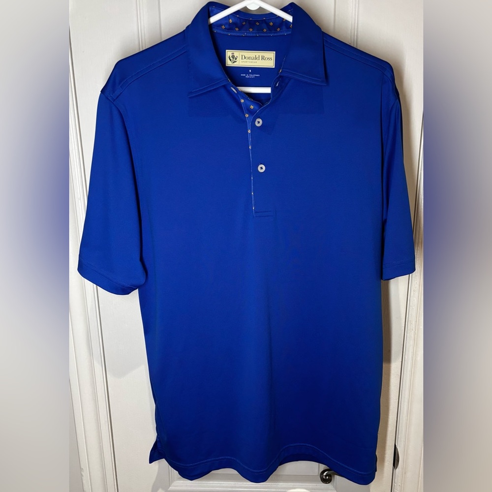 Donald Ross Polo Shirt Mens Small Blue Short Sleeve Performance Polyester Golf